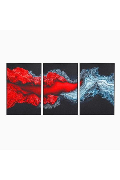 Luxcanva Set 3 Tablouri Canvas Fluxul de Lava 150x70 cm (3 x 50x70) cu Rama N...