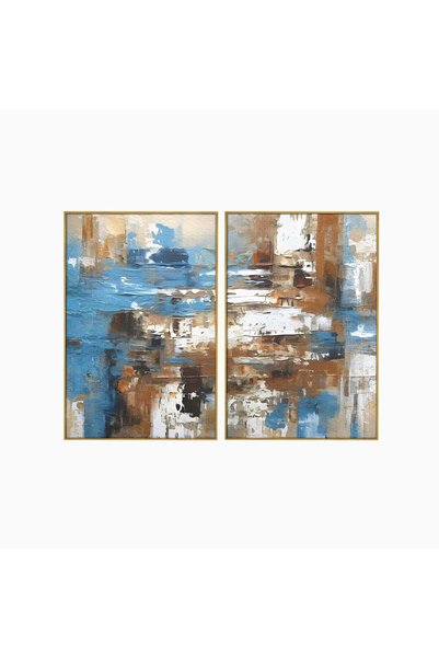 Luxcanva Set 2 Tablouri Canvas Painting Brown 200x150 cm (2 x 100x150) cu Ram...