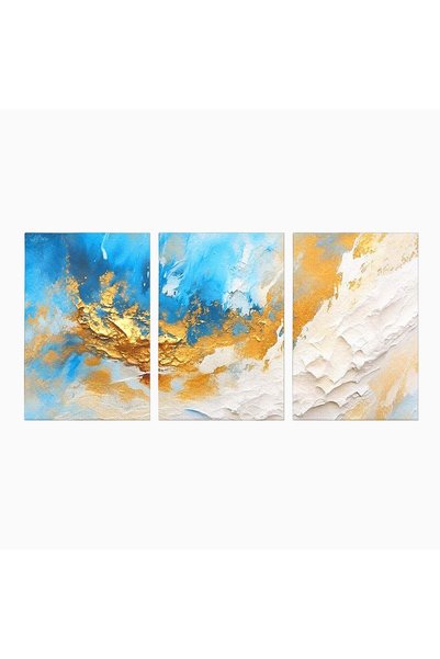 Luxcanva Set 3 Tablouri Canvas Abstractie Ceruleana 120x60 cm (3 x 40x60) pe ...