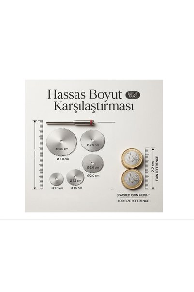 zerzembe Hobi Makine Uyumlu HSS Mini Testere Disk Seti 6 Parça - Ahşap Metal Kesici Gravür Ucu