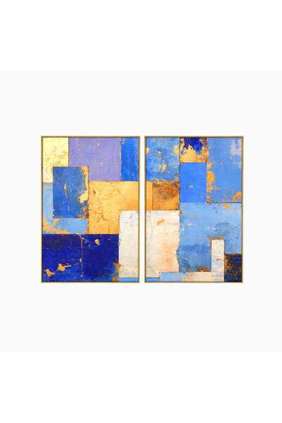 Luxcanva Set 2 Tablouri Canvas Aurul linistii albastre 140x100 cm (2 x 70x100...