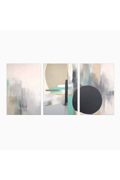 Luxcanva Set 3 Tablouri Canvas Abstract Circular 300x150 cm (3 x 100x150) pe ...