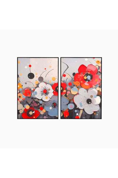 Luxcanva Set 2 Tablouri Canvas Pictura Florala 100x70 cm (2 x 50x70) cu Rama ...