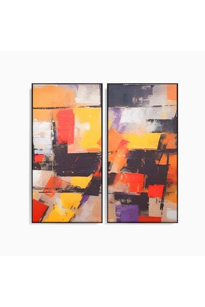 Luxcanva Set 2 Tablouri Canvas Contrast Violet 120x120 cm (2 x 60x120) cu Ram...