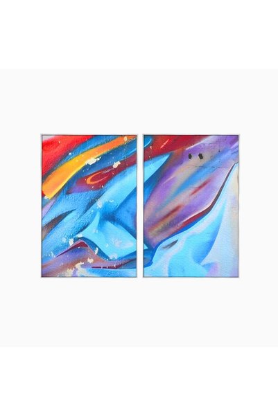 Luxcanva Set 2 Tablouri Canvas Colorful Graffiti 140x100 cm (2 x 70x100) cu R...