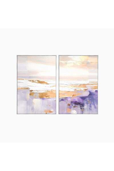 Luxcanva Set 2 Tablouri Canvas Valuri Abstracte ale Mării 80x60 cm (2 x 40x60...