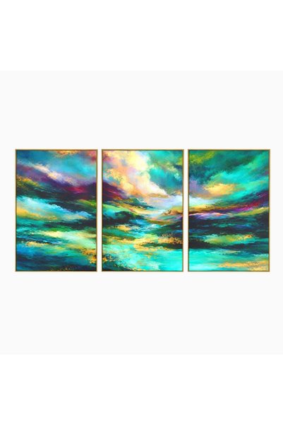 Luxcanva Set 3 Tablouri Canvas Peisaj Montan Abstract 240x120 cm (3 x 80x120)...