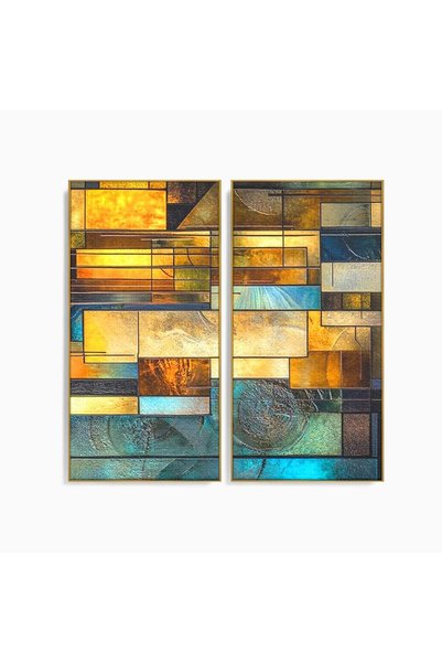 Luxcanva Set 2 Tablouri Canvas Orase Nevazute 100x100 cm (2 x 50x100) cu Rama...