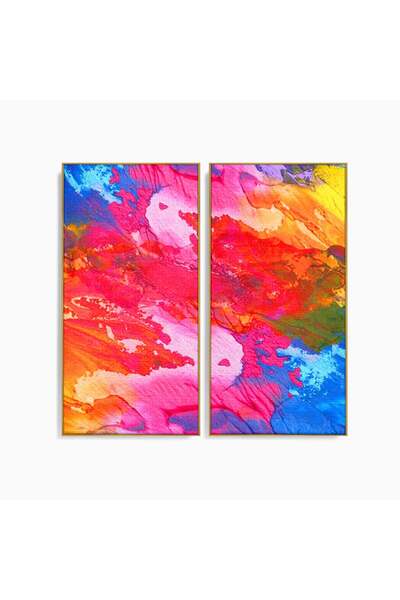Luxcanva Set 2 Tablouri Canvas Culori Pe Pinza 100x100 cm (2 x 50x100) cu Ram...