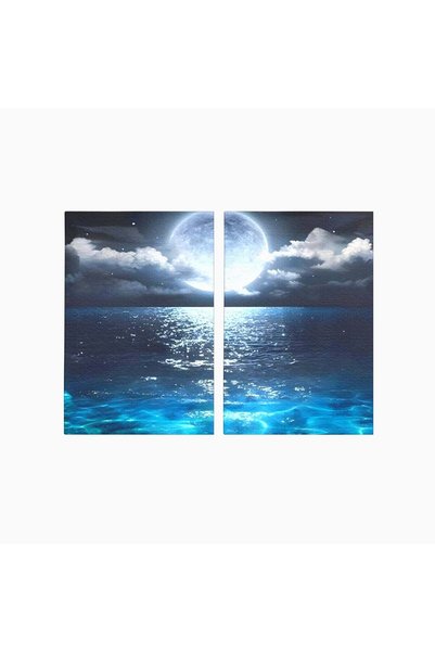 Luxcanva Set 2 Tablouri Canvas Midnight Over The Sea 140x100 cm (2 x 70x100) ...