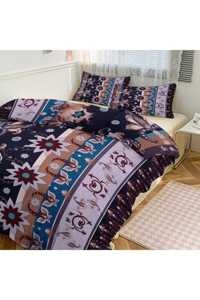 LEADER GLOBAL Fashion Bohemian Duvet Cover Set 3 Pieces, Premium Home Bedding