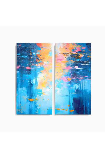 Luxcanva Set 2 Tablouri Canvas Pictura Colorata 100x100 cm (2 x 50x100) pe Sa...