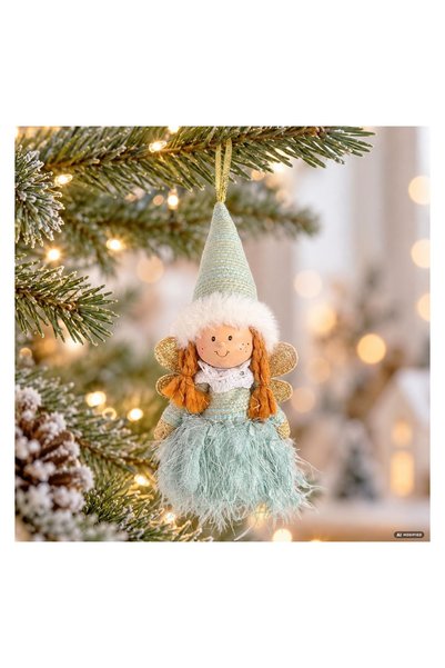 OEM Figurina Decorativa de Crăciun Ingeras Verde Menta cu Fusta din Tul 20 cm...