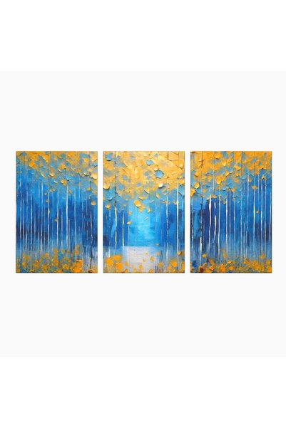 Luxcanva Set 3 Tablouri Canvas Abstract Autum Leafs 240x120 cm (3 x 80x120) p...