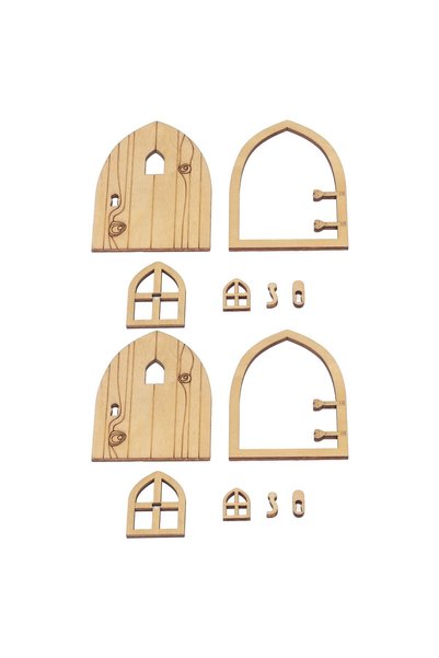Topincn Miniature Dollhouse Door Kit 1:12 Scale Birch Wood Set