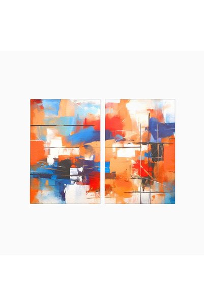 Luxcanva Set 2 Tablouri Canvas Pictura Multicolora Abstracta 140x100 cm (2 x ...