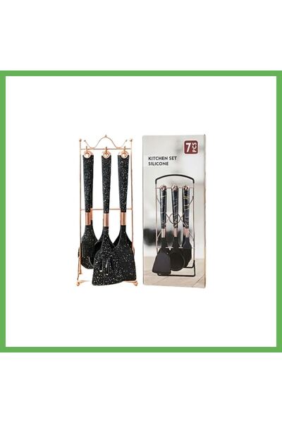 TheGencoo 7-Piece Black Silicone Kitchen Set with Stand GEN01