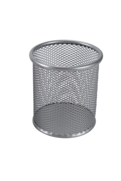 Ecada Suport cilindric de birou, 9x10 cm, plasă metalică, argintiu