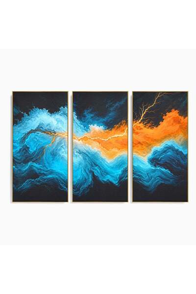 Luxcanva Set 3 Tablouri Canvas Furtuna Elementelor 180x120 cm (3 x 60x120) cu...