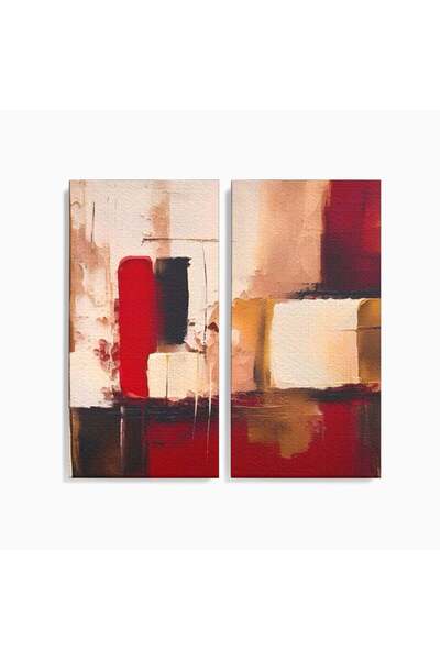 Luxcanva Set 2 Tablouri Canvas Red Squares 140x140 cm (2 x 70x140) pe Sasiu L...