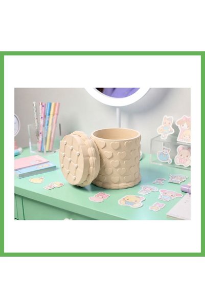 TheGencoo 3D-Printed Embossed Patterned Pencil Holder with Lid - Desktop Orga...