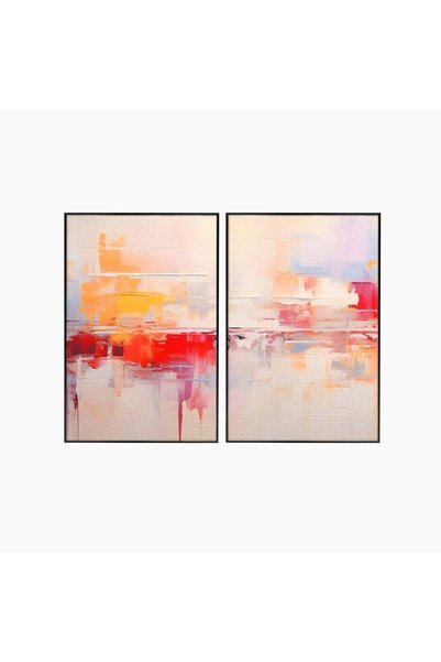 Luxcanva Set 2 Tablouri Canvas Cromatica 160x120 cm (2 x 80x120) cu Rama Negr...