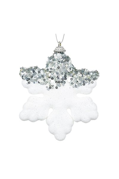 OEM Ornament pentru brad de Crăciun din Spuma Fulg alb Irizat 12 cm, pentru b...