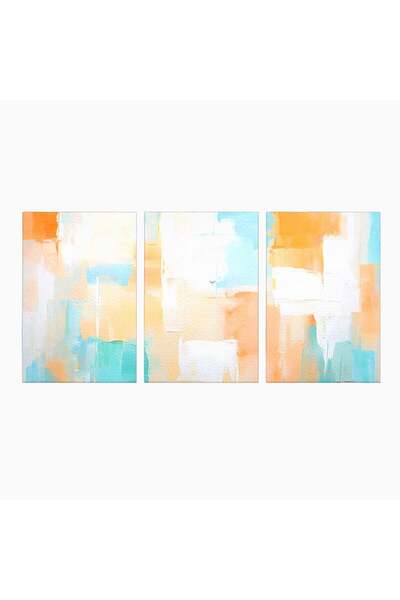 Luxcanva Set 3 Tablouri Canvas Culori Deschise Pictate 150x70 cm (3 x 50x70) ...