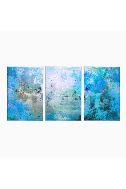 Luxcanva Set 3 Tablouri Canvas Albastre Colorate 120x60 cm (3 x 40x60) cu Ram...