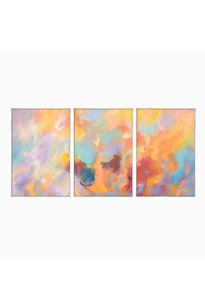Luxcanva Set 3 Tablouri Canvas Pata Colorata 240x120 cm (3 x 80x120) cu Rama ...