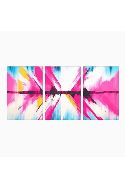 Luxcanva Set 3 Tablouri Canvas Explozie Abstracta 150x70 cm (3 x 50x70) pe Sa...