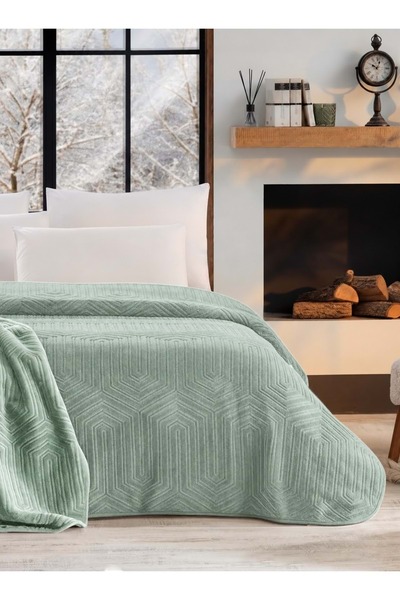 Özdilek Prestige Thick Embossed Single Blanket (155x220) - Dark Green New