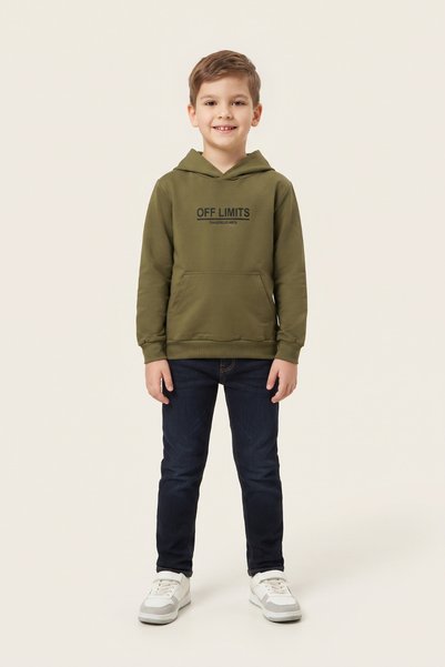 CRASSİ Boys' Hooded Sweatshirt, 2-Ply, Brushed Inside, Fleece-Lined, 100% Cotton