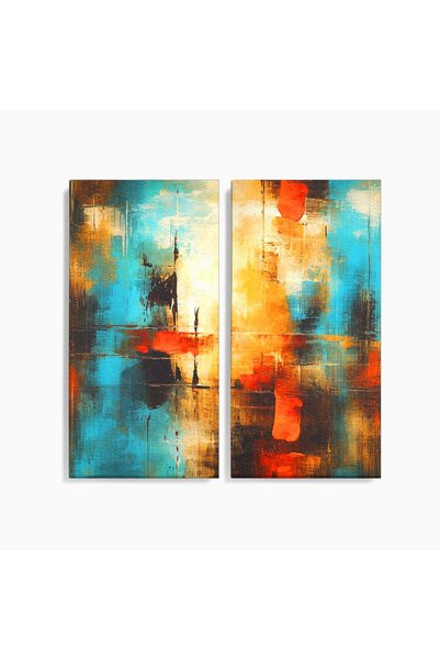 Luxcanva Set 2 Tablouri Canvas Ardere Lenta 100x100 cm (2 x 50x100) pe Sasiu ...