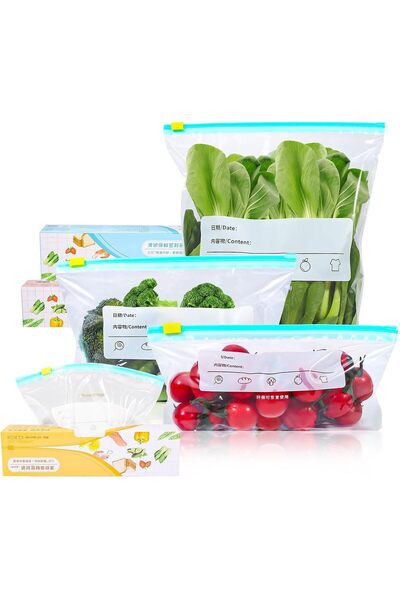 GENERAL 60 Pcs Food Storage Freezer Bags, Reusable Zip Lock Bag, Sandwich Bag...