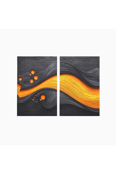 Luxcanva Set 2 Tablouri Canvas Flux Abstract Portocaliu 140x100 cm (2 x 70x10...