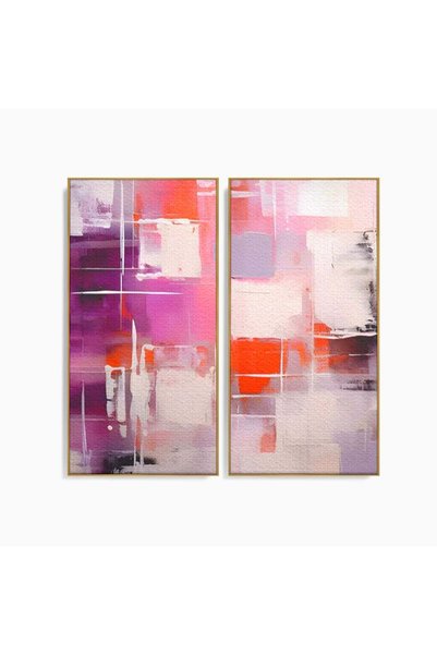 Luxcanva Set 2 Tablouri Canvas Contraste Purpurii 120x120 cm (2 x 60x120) cu ...