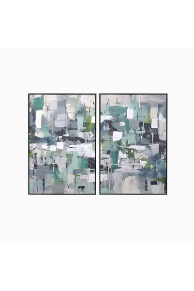 Luxcanva Set 2 Tablouri Canvas Pătrate Colorate 80x60 cm (2 x 40x60) cu Ramă ...