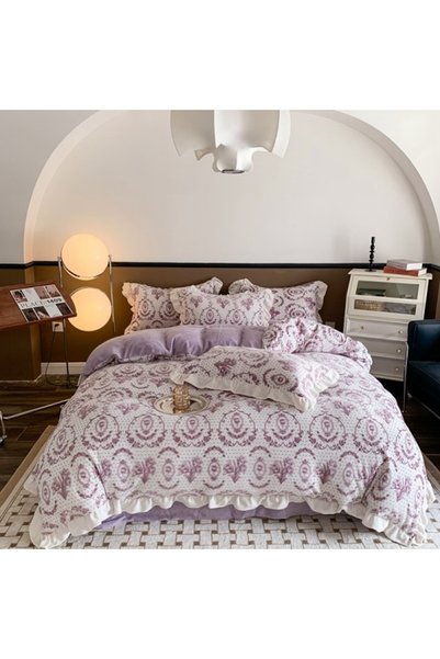 Casa Creative Elegance Fluffy Cocolino Bed Linen with Ruffles, 4 Pieces – Flo...