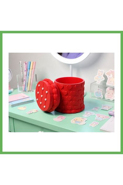 TheGencoo 3D-Printed Embossed Patterned Pencil Holder with Lid - Desktop Orga...