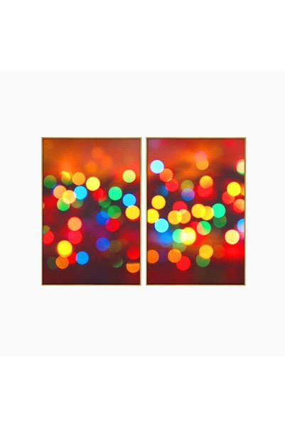 Luxcanva Set 2 Tablouri Canvas Lumini 160x120 cm (2 x 80x120) cu Rama Auriu D...