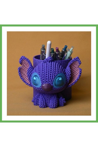 TheGencoo 3D Printed Knitted Pen Holder - Cute Character Desk Pen Organizer -...