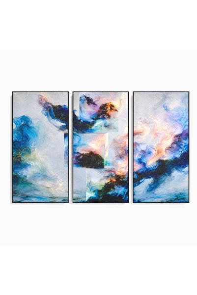 Luxcanva Set 3 Tablouri Canvas Vortex Abstract 150x100 cm (3 x 50x100) cu Ram...
