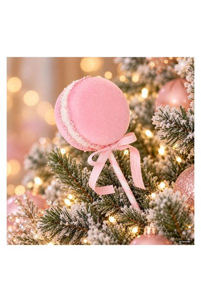 OEM Decoratiune brad Tip Stick cu Macaron Roz 40 cm, pentru decorațiuni și ar...