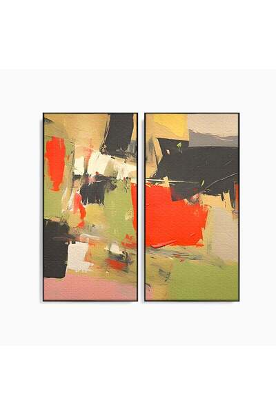 Luxcanva Set 2 Tablouri Canvas Abstract Contemporan 120x120 cm (2 x 60x120) c...
