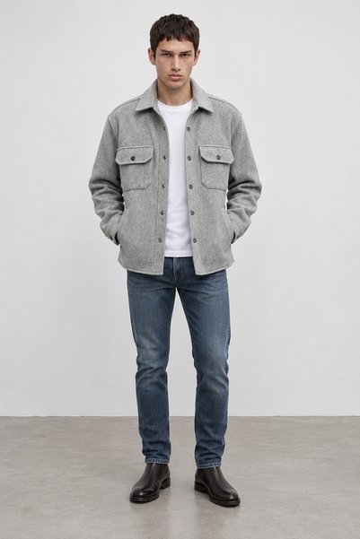 MAN EDITION Premium Melton Men's Jacket with Snap-Fastened Buttons | EE100341...