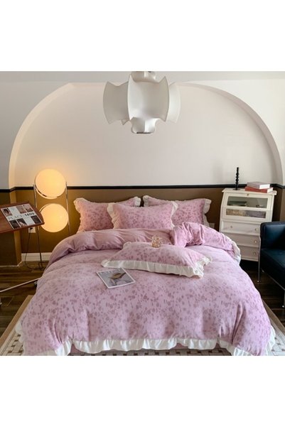 Casa Creative Elegance Fluffy Cocolino Bed Linen with Ruffles, 4 Pieces – Flo...