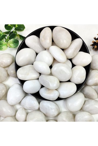 GENERAL YISZM 2lbs White River Rocks, 1-2 Inch Natural Pebbles for Indoor Pla...
