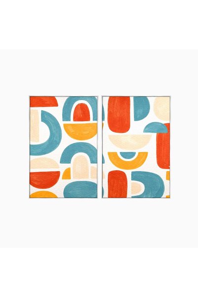 Luxcanva Set 2 Tablouri Canvas Forme Abstracte Colorate 160x120 cm (2 x 80x12...