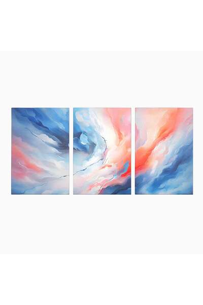 Luxcanva Set 3 Tablouri Canvas Pink Contrast 300x150 cm (3 x 100x150) pe Sasi...